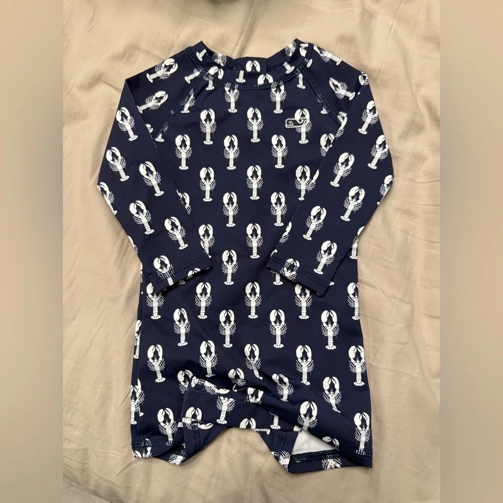 NWT Vineyard Vines Baby Lobster Long Sleeve One Piece Swimsuit Size 3-6 Months